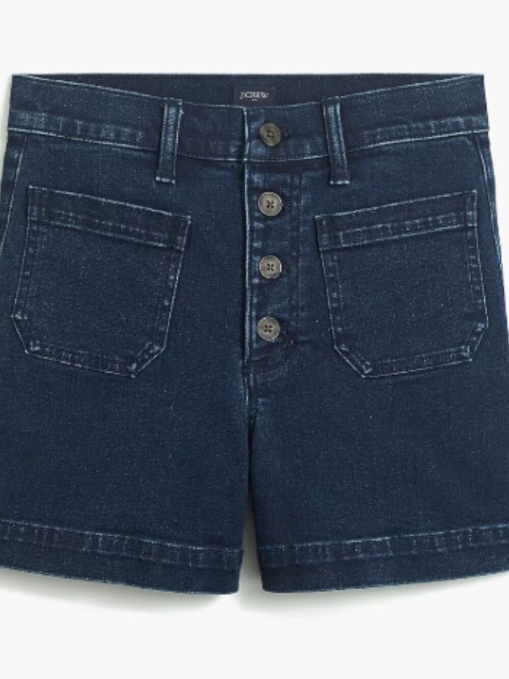 EUC J. Crew High-Rise Button-Front Denim Shorts  Patch Pocket Dark Blue 25